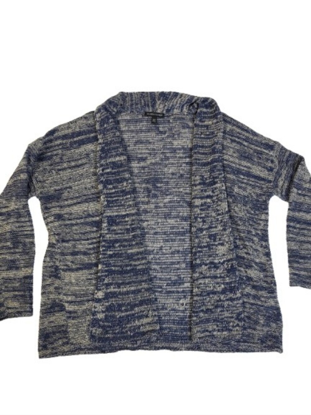 Eileen Fisher Organic Cotton Open Front Knit Cardigan Sweater Navy Blue Size XXS